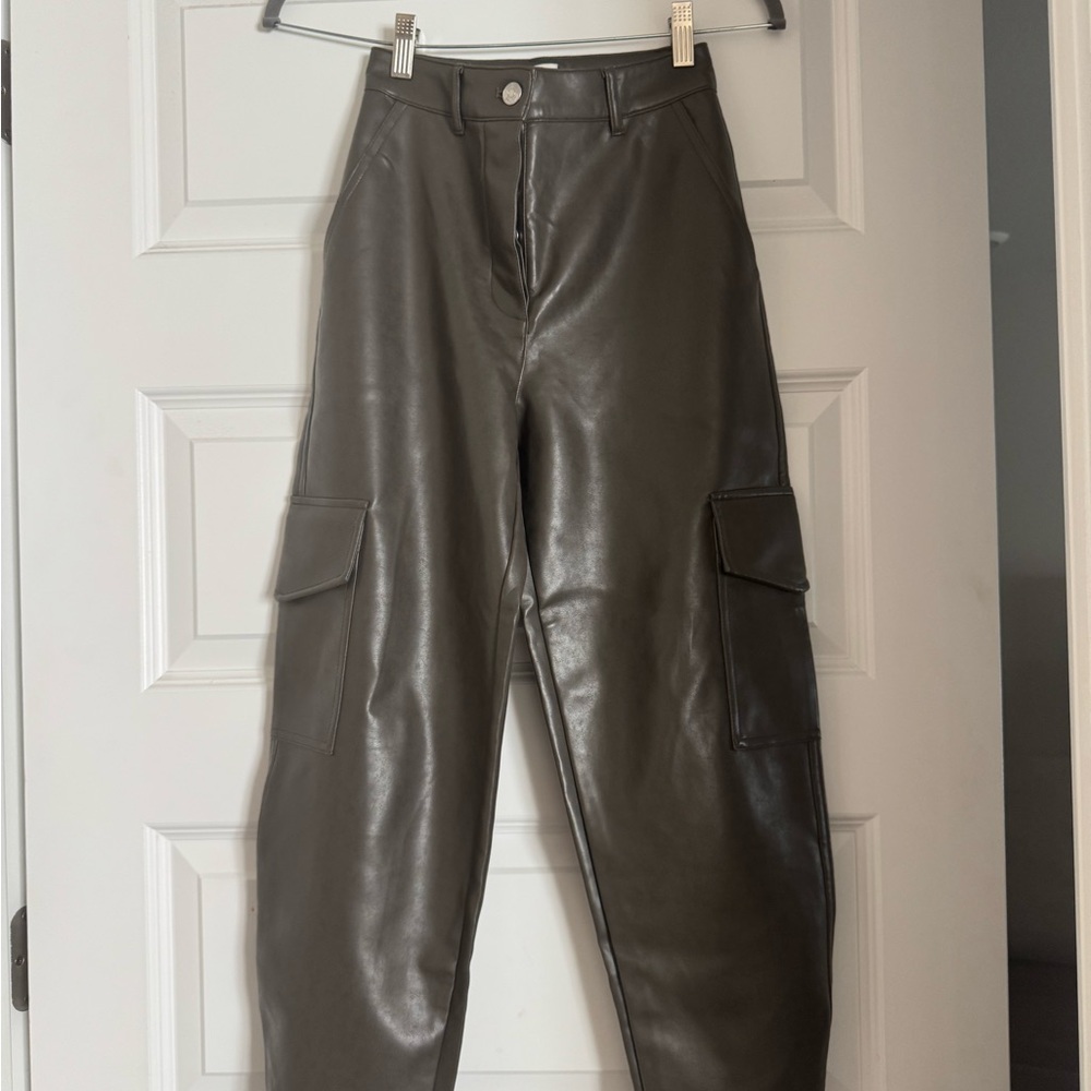 Wilfred Dark Olive Leather Pants